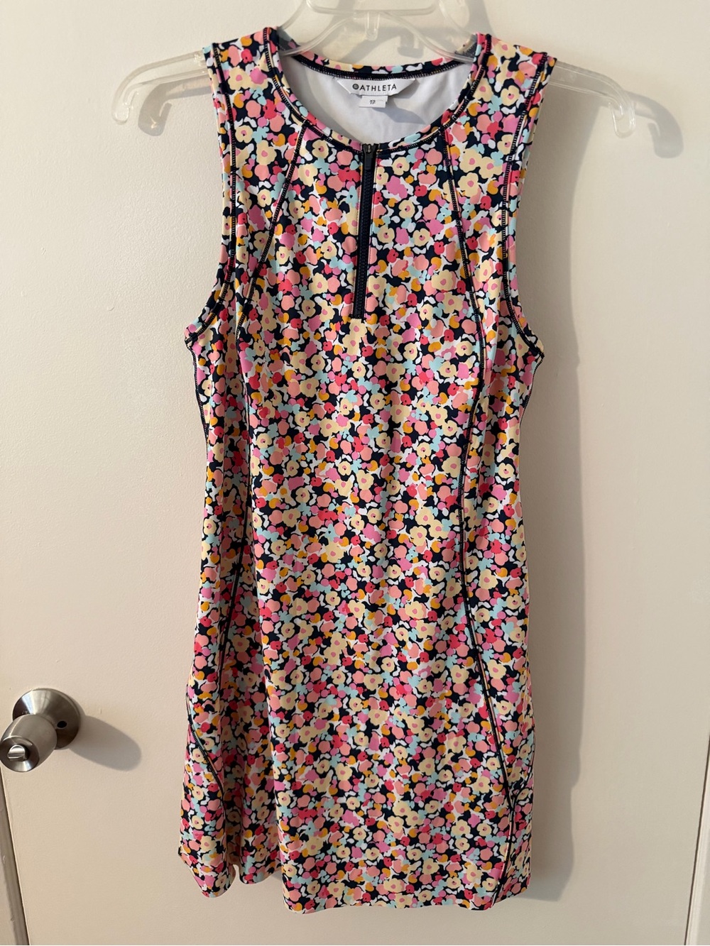 Athleta Sleeveless Floral Zip-Front Active Dress Women Size XS
